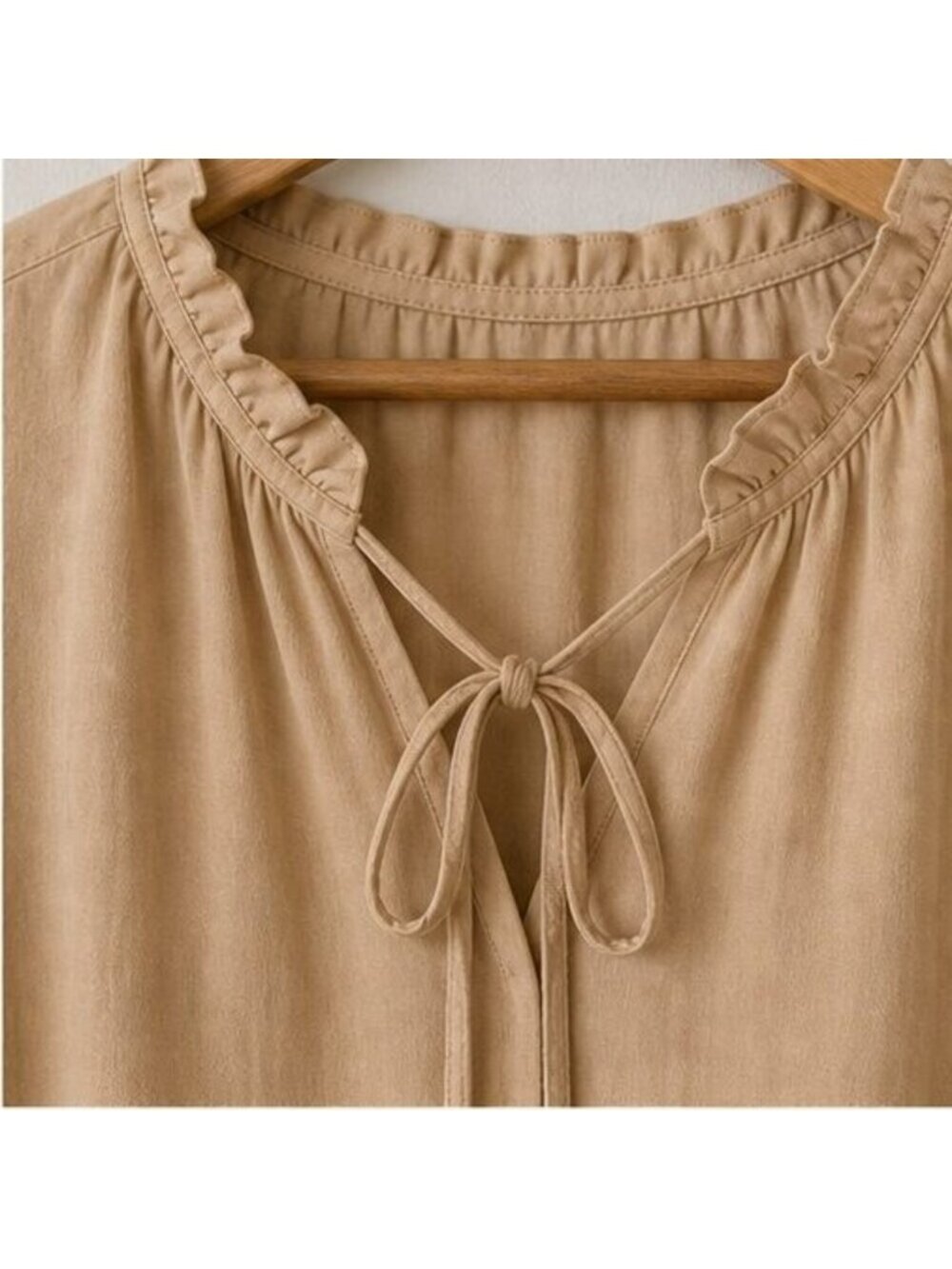 Camel Ruffle Blouse - Picture 4 of 6